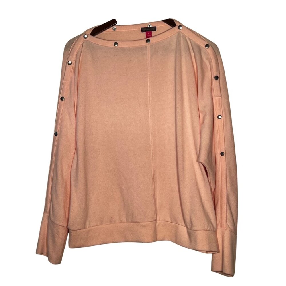 Vince Camuto Women's M Pink Snap-button Dolman Sleeve Sweater Soft Cozy